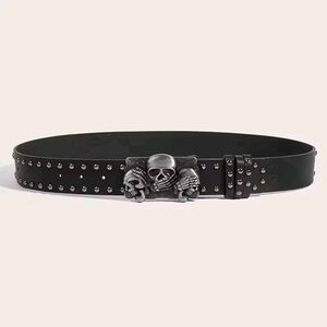 Black Skull Studded Belt Bag
